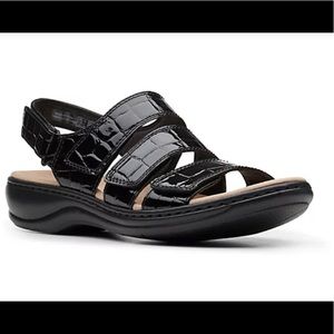 Brand New Clarks Sandals Black Patent Leather